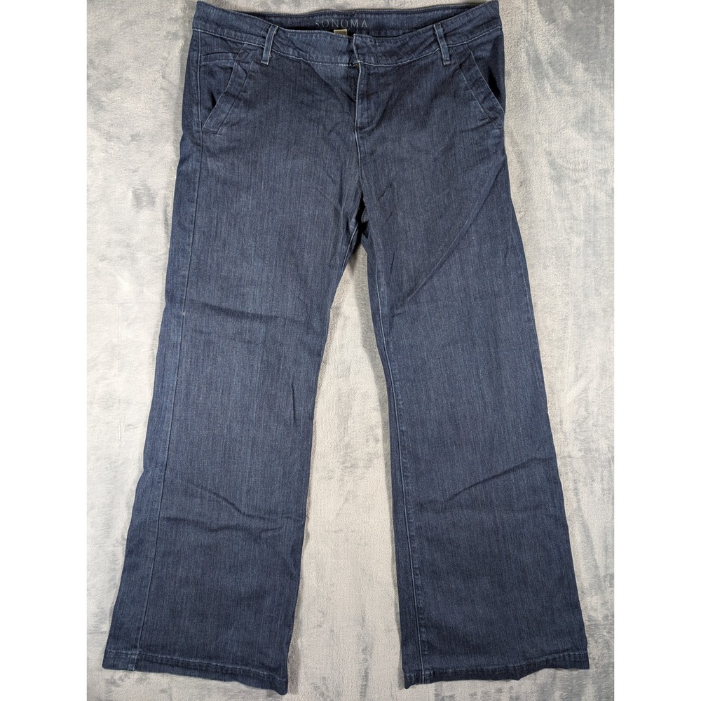Sonoma Life + Style Women's 16A Dark Wash Modern Wide Leg Trouser Denim Jeans